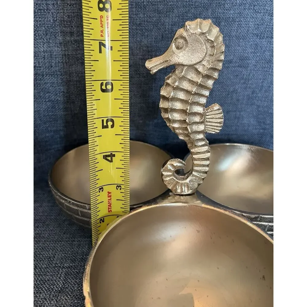 Seahorse Beach Silver Condiment-‎ Snack Divided 3 Bowl-Serving dish-Sigrid Olsen